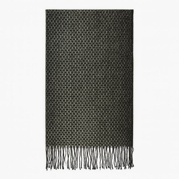 90s GEOFFREY BEENE Vintage Black Gold Metallic Wool Loose Knit Scarf - Picture 1 of 8